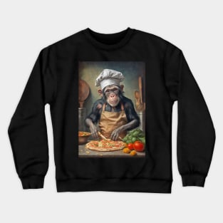 Chimpanzee Pizza Chef Card Crewneck Sweatshirt